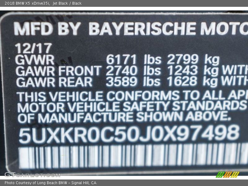 Jet Black / Black 2018 BMW X5 xDrive35i