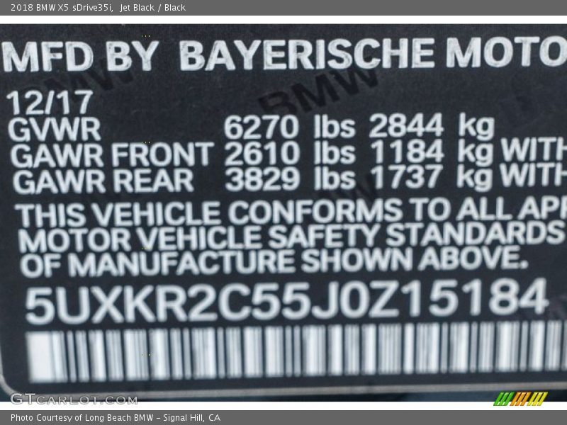 Jet Black / Black 2018 BMW X5 sDrive35i