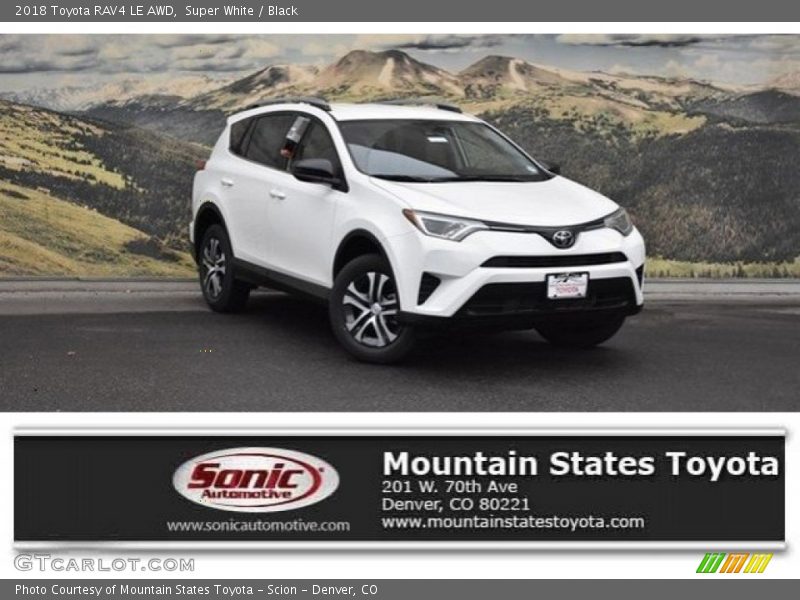 Super White / Black 2018 Toyota RAV4 LE AWD