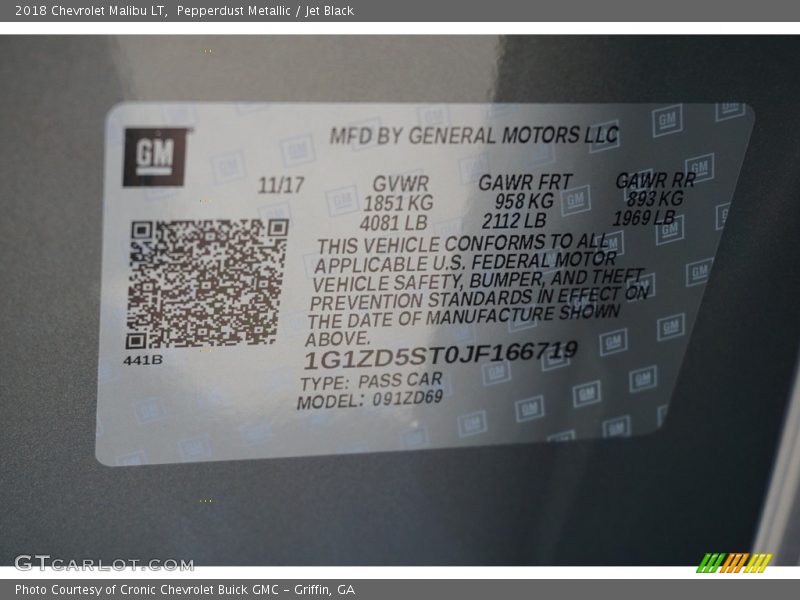 Pepperdust Metallic / Jet Black 2018 Chevrolet Malibu LT