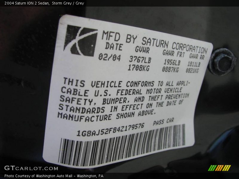 Storm Grey / Grey 2004 Saturn ION 2 Sedan