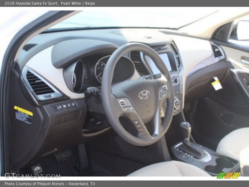 Pearl White / Beige 2018 Hyundai Santa Fe Sport