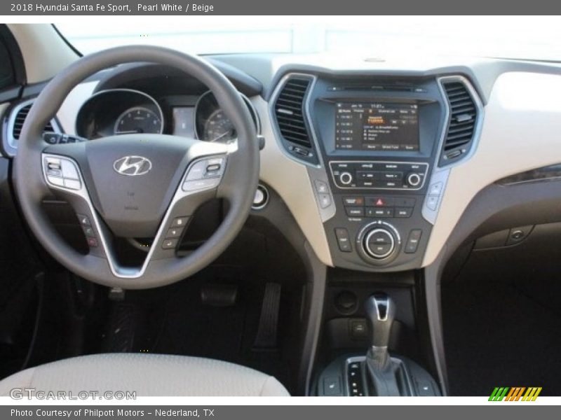 Pearl White / Beige 2018 Hyundai Santa Fe Sport