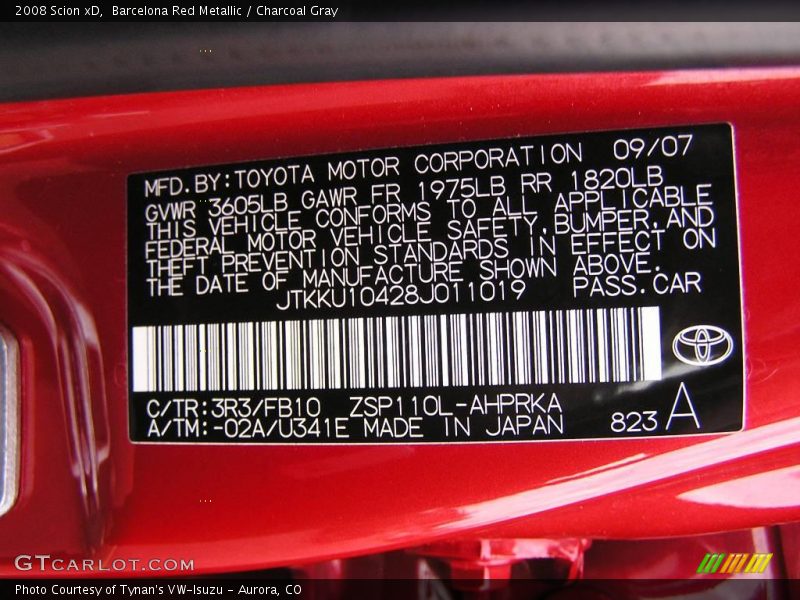 Barcelona Red Metallic / Charcoal Gray 2008 Scion xD
