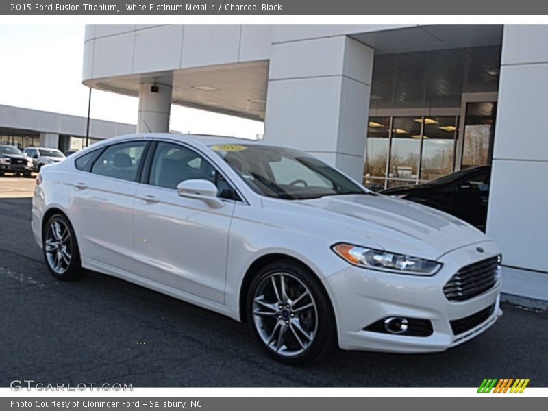 White Platinum Metallic / Charcoal Black 2015 Ford Fusion Titanium