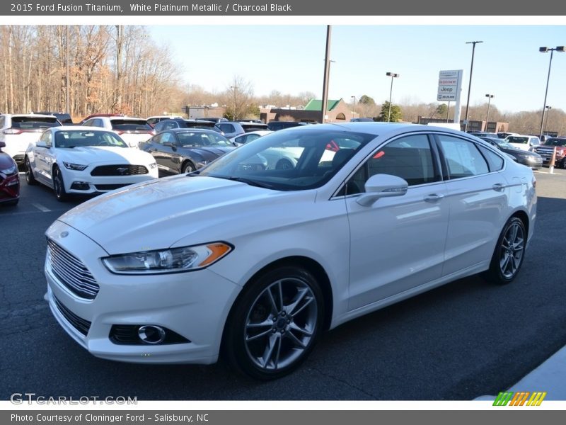 White Platinum Metallic / Charcoal Black 2015 Ford Fusion Titanium