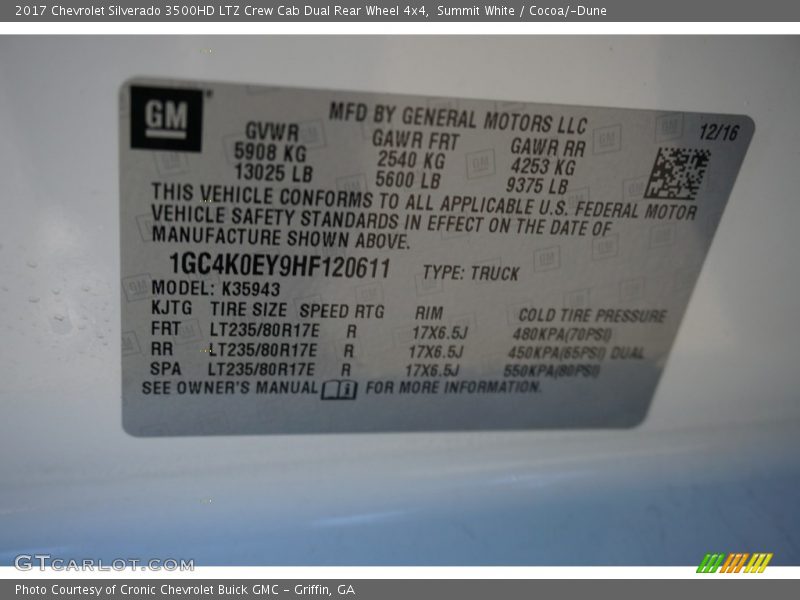 Summit White / Cocoa/­Dune 2017 Chevrolet Silverado 3500HD LTZ Crew Cab Dual Rear Wheel 4x4