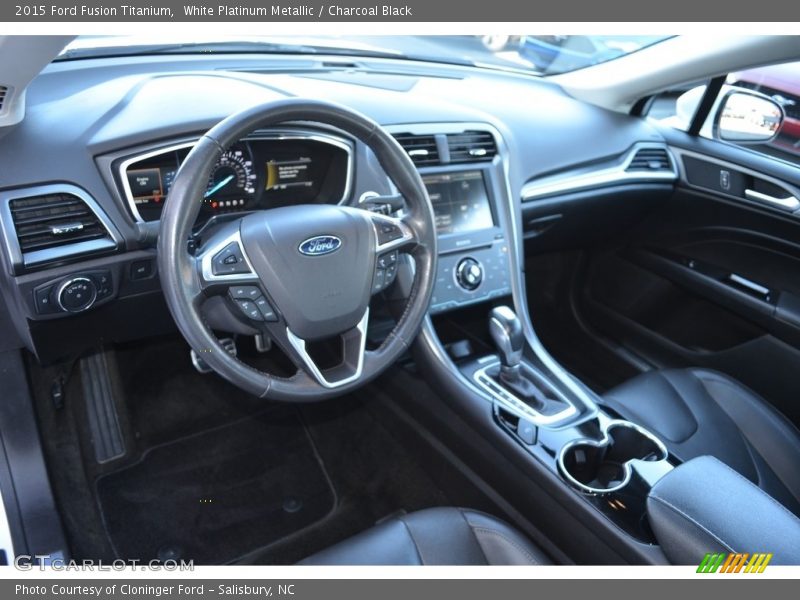 White Platinum Metallic / Charcoal Black 2015 Ford Fusion Titanium