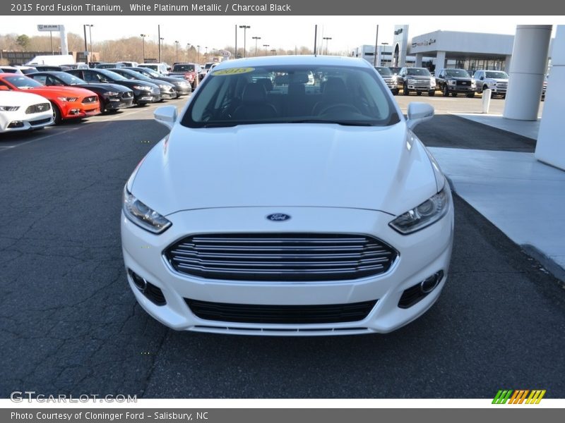 White Platinum Metallic / Charcoal Black 2015 Ford Fusion Titanium