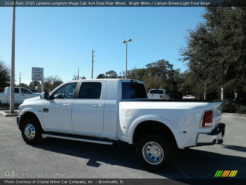 Bright White / Canyon Brown/Light Frost Beige 2018 Ram 3500 Laramie Longhorn Mega Cab 4x4 Dual Rear Wheel
