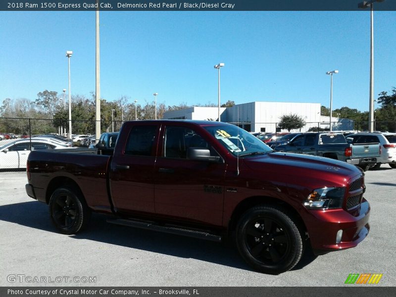 Delmonico Red Pearl / Black/Diesel Gray 2018 Ram 1500 Express Quad Cab