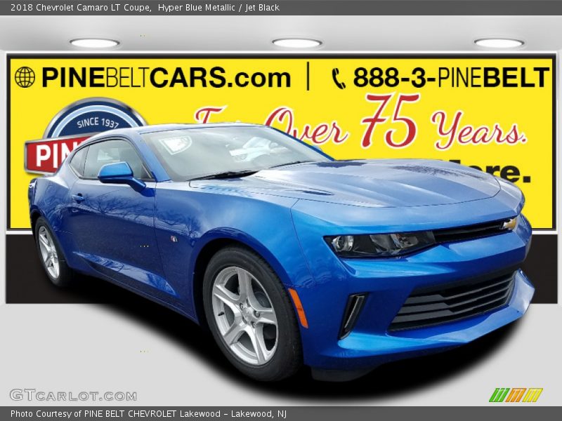 Hyper Blue Metallic / Jet Black 2018 Chevrolet Camaro LT Coupe