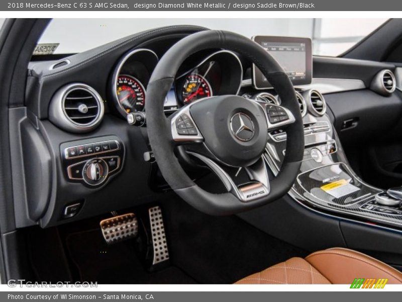 designo Diamond White Metallic / designo Saddle Brown/Black 2018 Mercedes-Benz C 63 S AMG Sedan