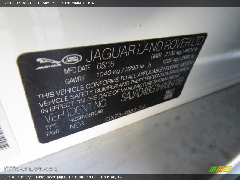 Polaris White / Latte 2017 Jaguar XE 25t Premium