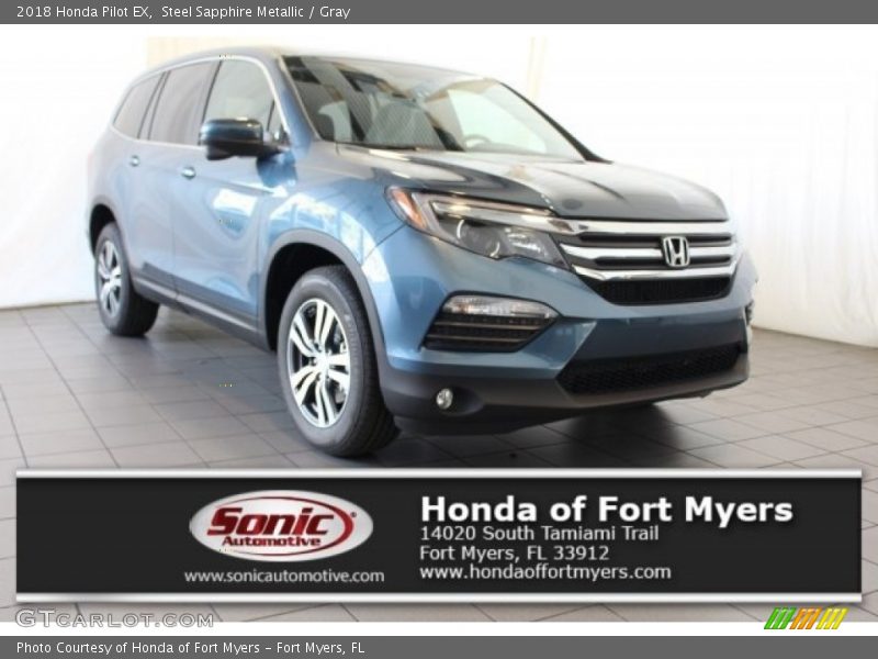 Steel Sapphire Metallic / Gray 2018 Honda Pilot EX