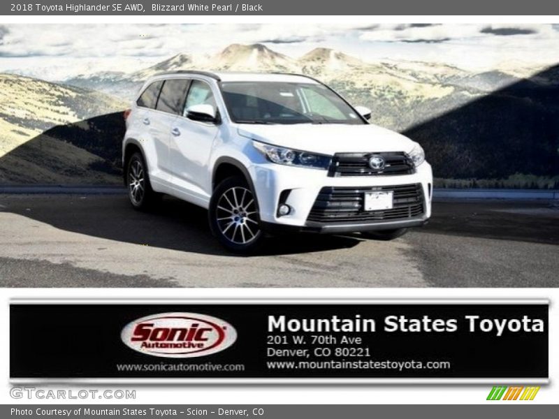 Blizzard White Pearl / Black 2018 Toyota Highlander SE AWD