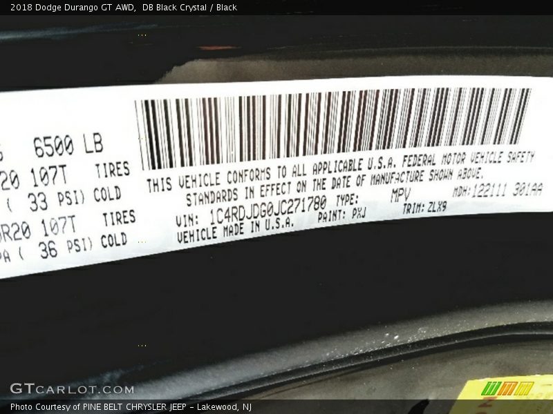 DB Black Crystal / Black 2018 Dodge Durango GT AWD