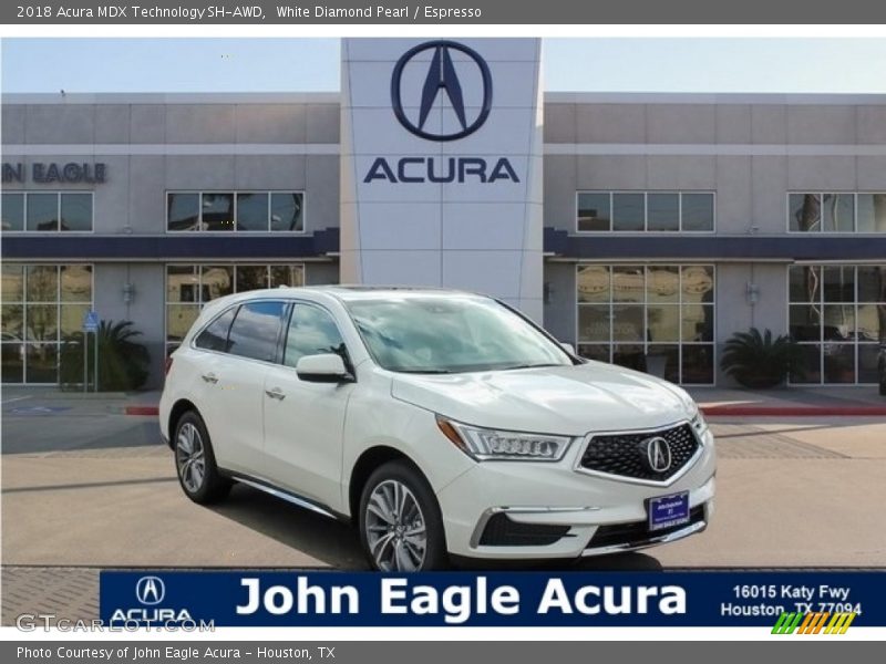 White Diamond Pearl / Espresso 2018 Acura MDX Technology SH-AWD