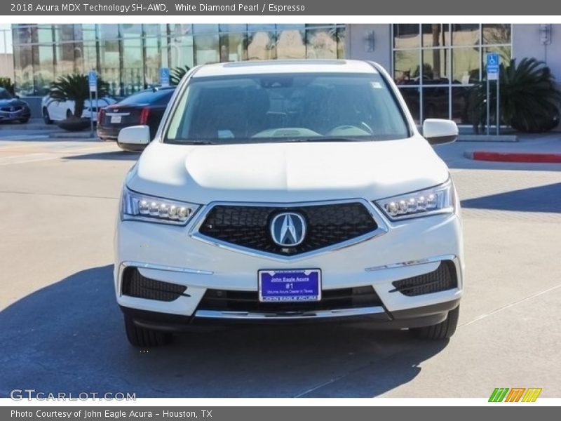 White Diamond Pearl / Espresso 2018 Acura MDX Technology SH-AWD