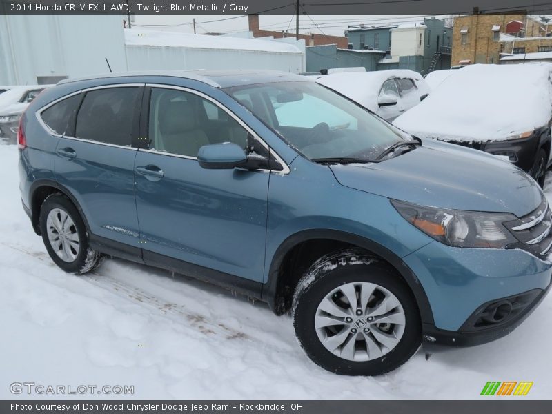 Twilight Blue Metallic / Gray 2014 Honda CR-V EX-L AWD