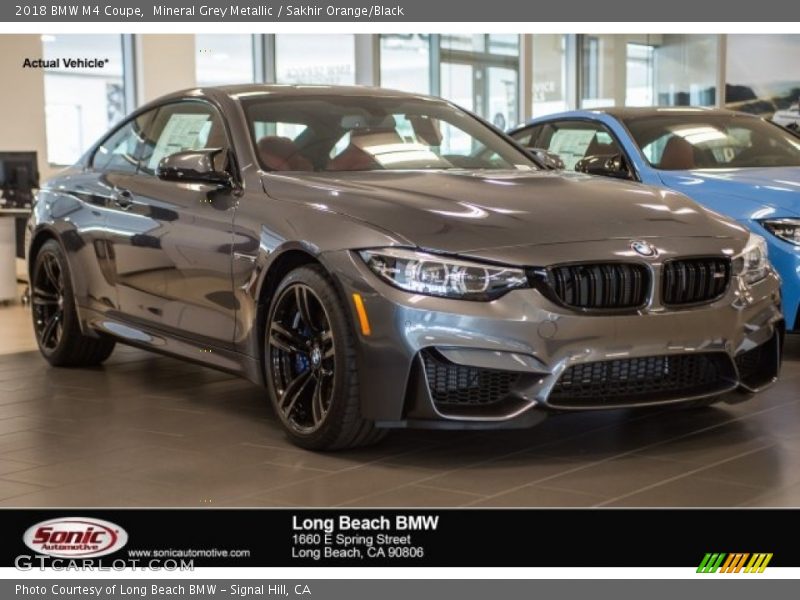 Mineral Grey Metallic / Sakhir Orange/Black 2018 BMW M4 Coupe