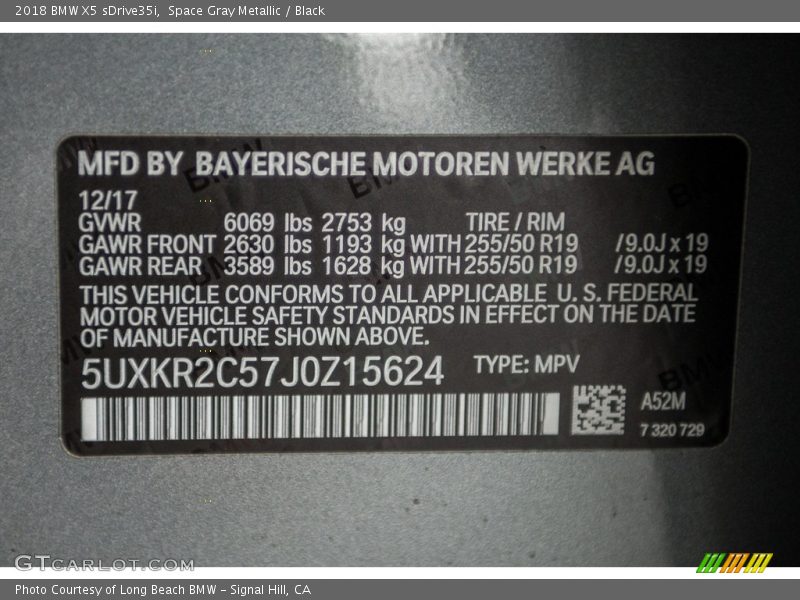 Space Gray Metallic / Black 2018 BMW X5 sDrive35i