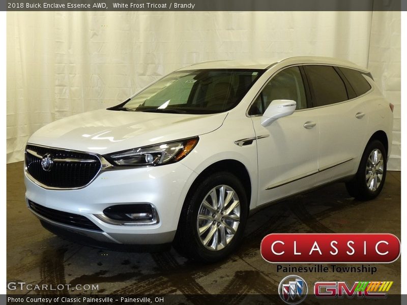 White Frost Tricoat / Brandy 2018 Buick Enclave Essence AWD