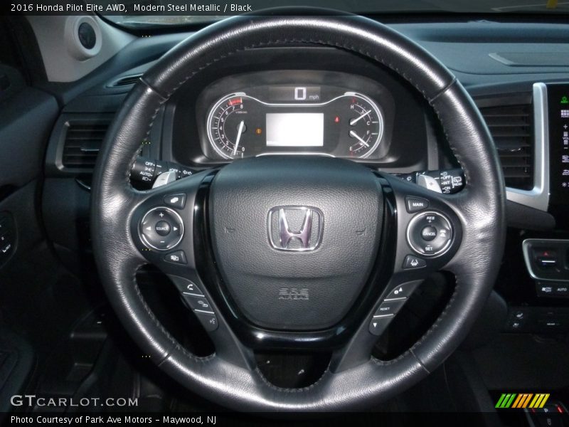 Modern Steel Metallic / Black 2016 Honda Pilot Elite AWD