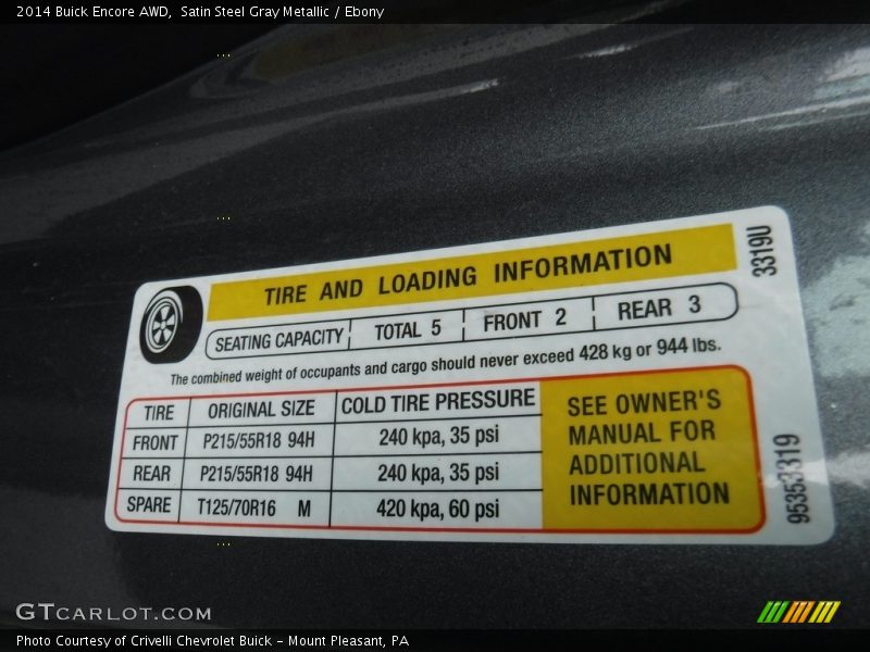 Satin Steel Gray Metallic / Ebony 2014 Buick Encore AWD
