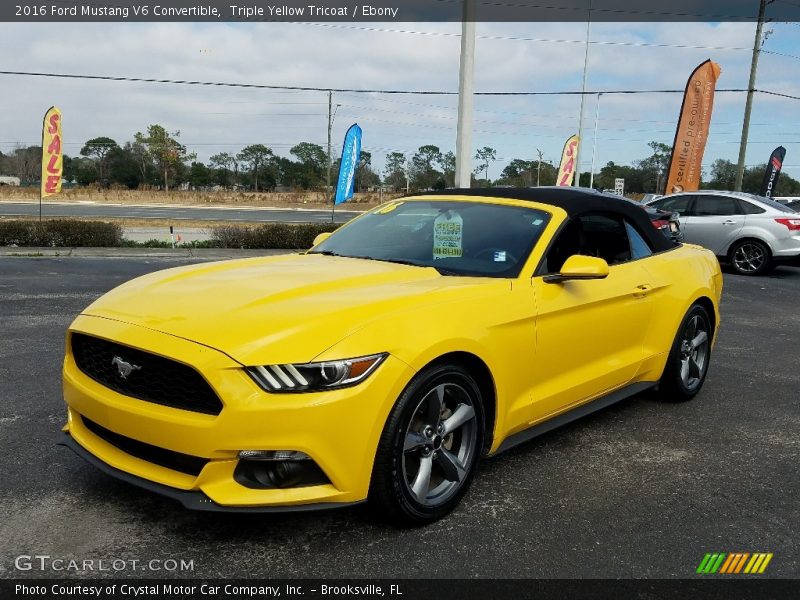 Triple Yellow Tricoat / Ebony 2016 Ford Mustang V6 Convertible