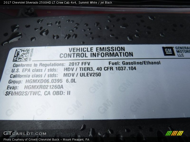 Summit White / Jet Black 2017 Chevrolet Silverado 2500HD LT Crew Cab 4x4