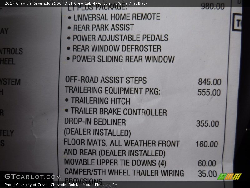 Summit White / Jet Black 2017 Chevrolet Silverado 2500HD LT Crew Cab 4x4