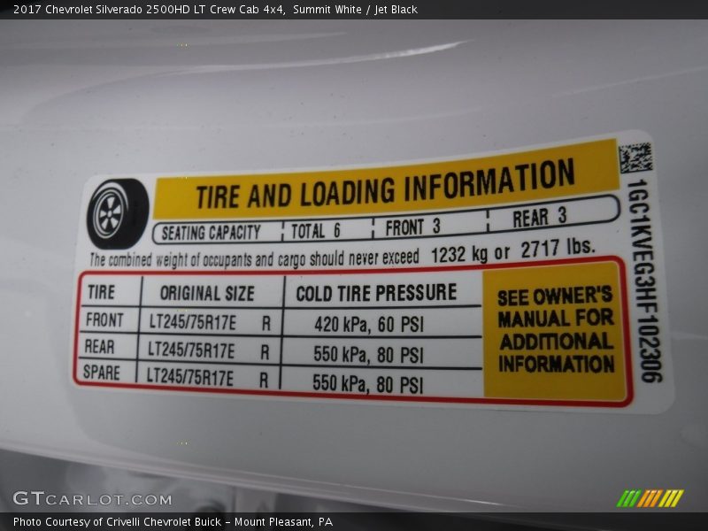 Summit White / Jet Black 2017 Chevrolet Silverado 2500HD LT Crew Cab 4x4