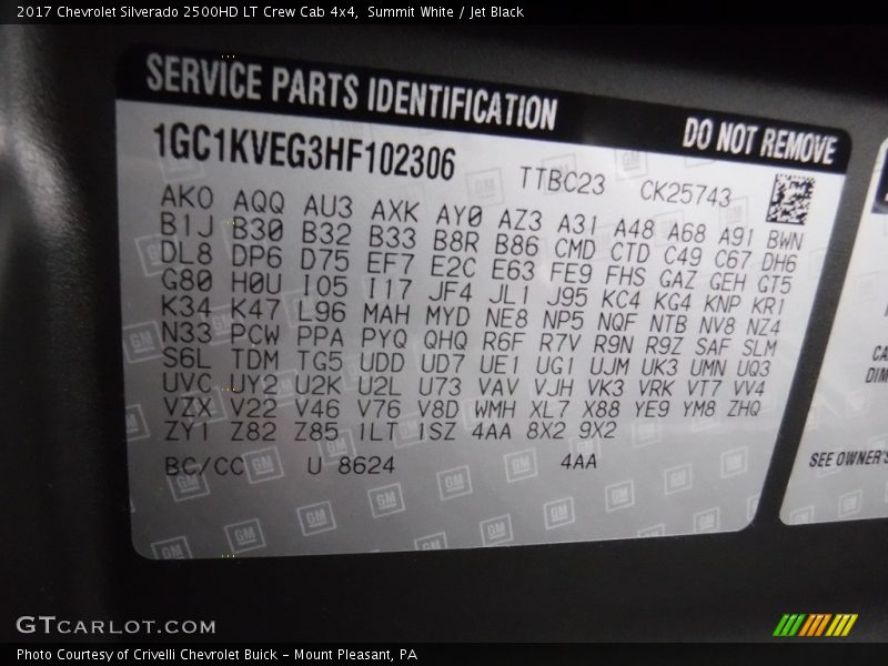Summit White / Jet Black 2017 Chevrolet Silverado 2500HD LT Crew Cab 4x4
