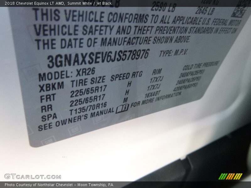 Summit White / Jet Black 2018 Chevrolet Equinox LT AWD