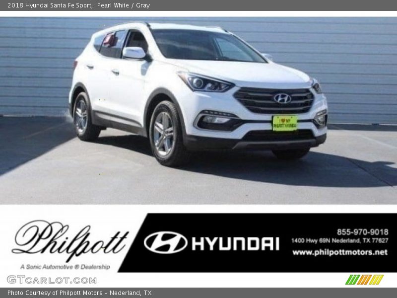 Pearl White / Gray 2018 Hyundai Santa Fe Sport