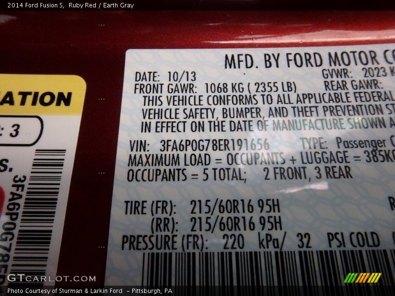 Ruby Red / Earth Gray 2014 Ford Fusion S