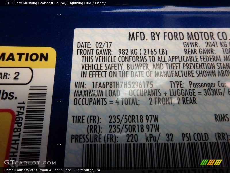 Lightning Blue / Ebony 2017 Ford Mustang Ecoboost Coupe