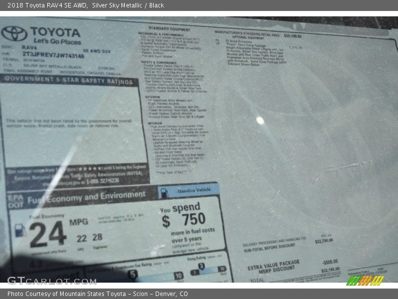 Silver Sky Metallic / Black 2018 Toyota RAV4 SE AWD
