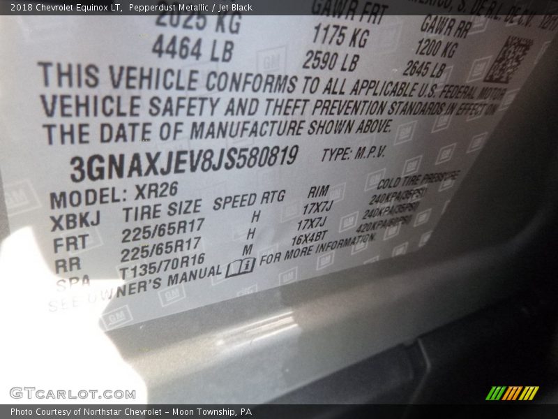 Pepperdust Metallic / Jet Black 2018 Chevrolet Equinox LT