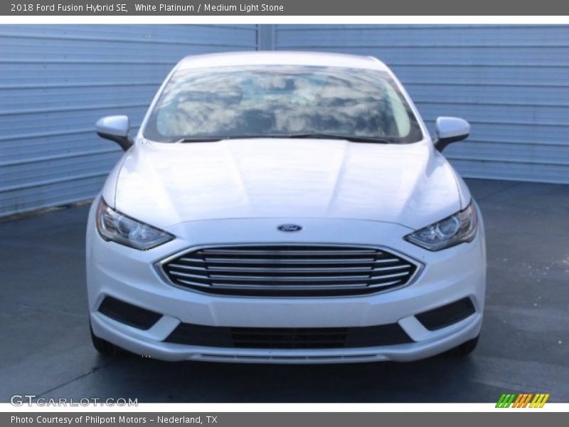 White Platinum / Medium Light Stone 2018 Ford Fusion Hybrid SE