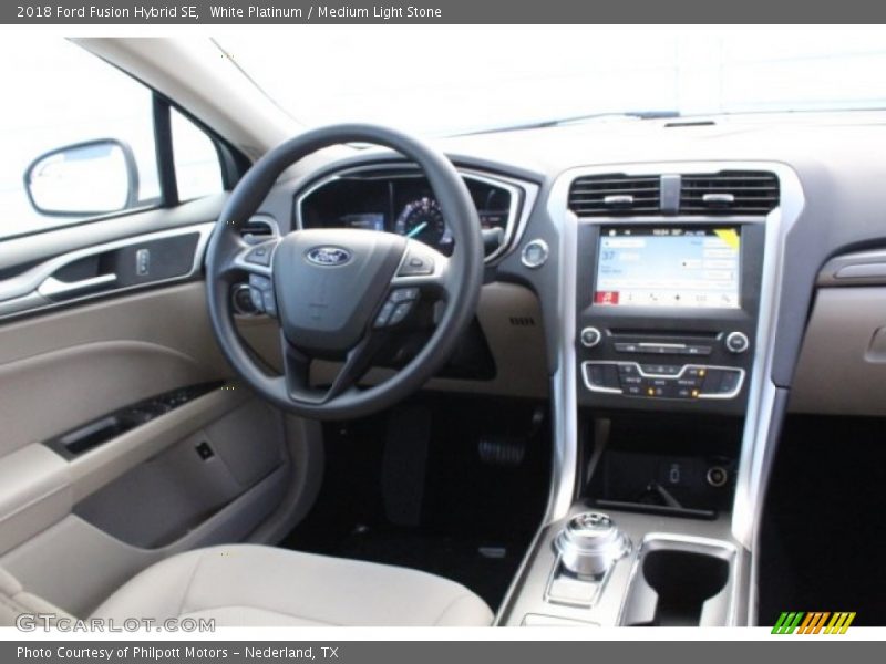 White Platinum / Medium Light Stone 2018 Ford Fusion Hybrid SE
