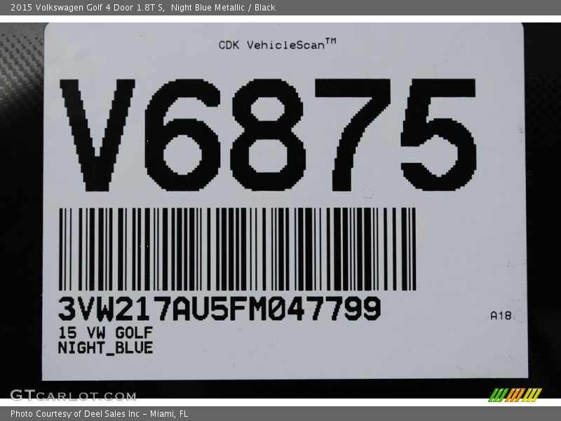 Night Blue Metallic / Black 2015 Volkswagen Golf 4 Door 1.8T S