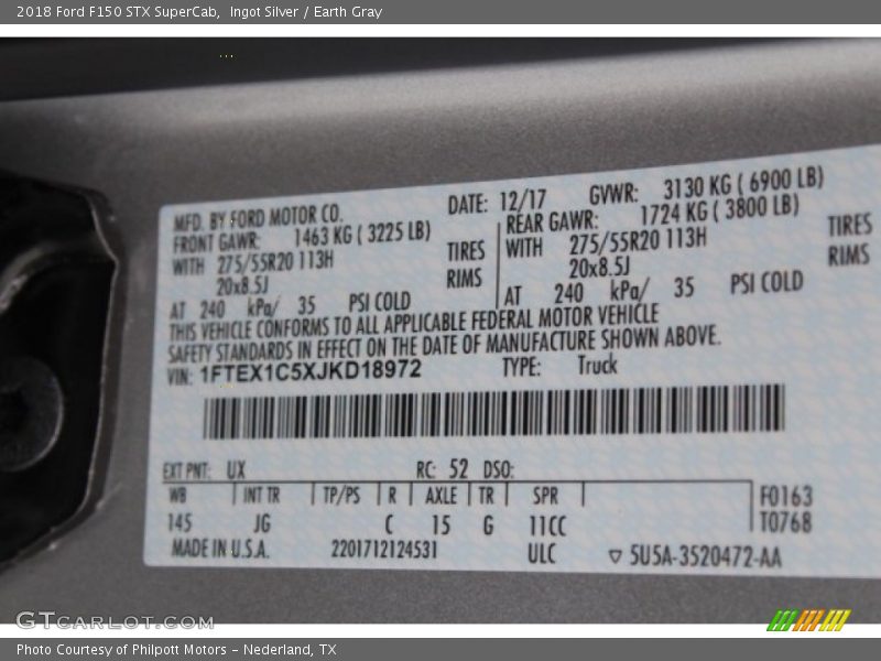Ingot Silver / Earth Gray 2018 Ford F150 STX SuperCab