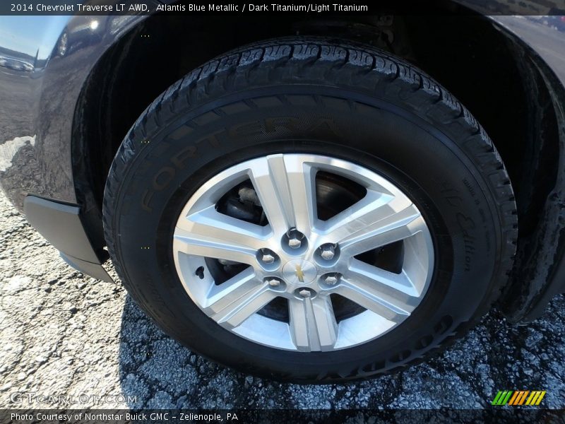 Atlantis Blue Metallic / Dark Titanium/Light Titanium 2014 Chevrolet Traverse LT AWD