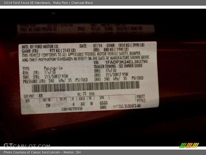 Ruby Red / Charcoal Black 2014 Ford Focus SE Hatchback