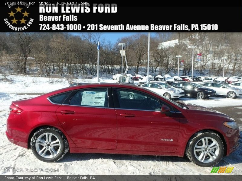 Ruby Red / Ebony 2018 Ford Fusion Hybrid SE