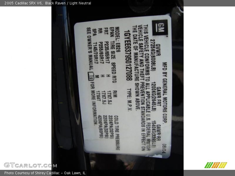 Black Raven / Light Neutral 2005 Cadillac SRX V6