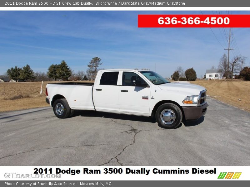 Bright White / Dark Slate Gray/Medium Graystone 2011 Dodge Ram 3500 HD ST Crew Cab Dually