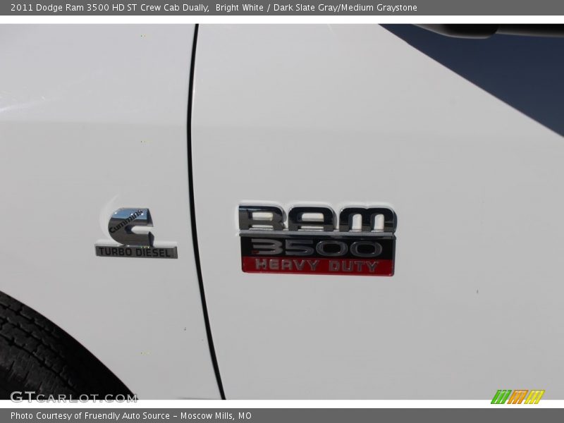 Bright White / Dark Slate Gray/Medium Graystone 2011 Dodge Ram 3500 HD ST Crew Cab Dually